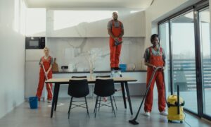 Cleaning office 